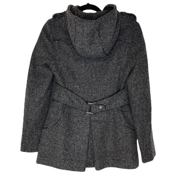Miss Sixty Wool Blend Double Breasted Belted Pea Coat Grey Tweed Small EUC - Picture 4 of 16